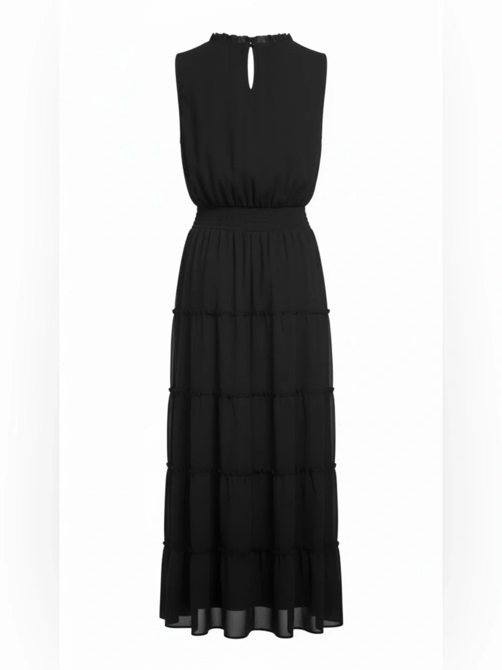 Express Black Tiered Maxi Dress with Smocked Waist